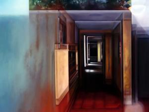 Red LA Apartment Lobby