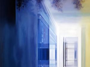 Blue LA Apartment Lobby