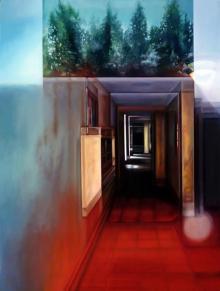 Red LA Apartment Lobby