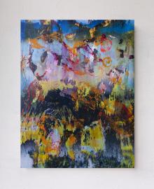 Chris Trueman, CVE, Acrylic and Acrylic Spray Paint on Yupo Mounted on Dibond, 26”x 20”