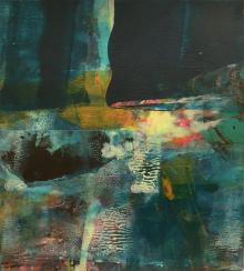 Henry Jackson, Conscious In a Dreamless Sleep #2, Oil Based MM on Paper with Handmade Collage, 8.35” x 7.5”