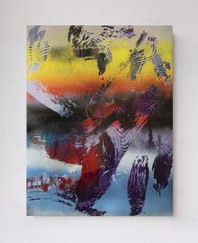 Chris Trueman, FPT, Acrylic and Acrylic Spray Paint on Yupo Mounted on Dibond, 26”x 20”