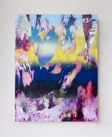 Chris Trueman, SKP, Acrylic and Acrylic Spray Paint on Yupo Mounted on Dibond, 26” x 20”